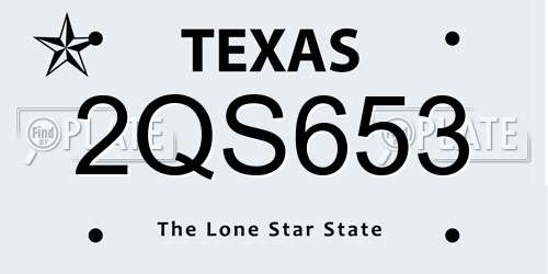2QS653 Texas License Plate