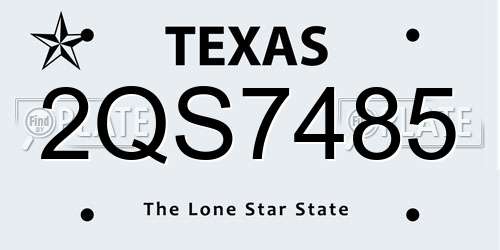 2QS7485 Texas License Plate