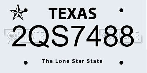 2QS7488 Texas License Plate