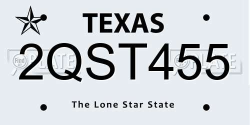 2QST455 Texas License Plate