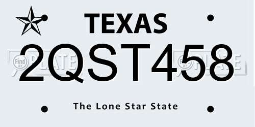 2QST458 Texas License Plate