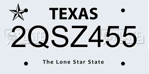 2QSZ455 Texas License Plate