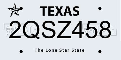 2QSZ458 Texas License Plate