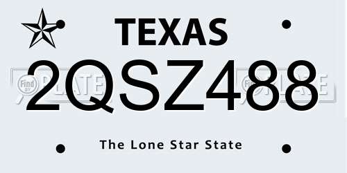 2QSZ488 Texas License Plate