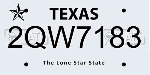 2QW7183 Texas License Plate
