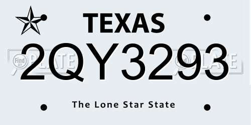 2QY3293 Texas License Plate