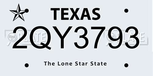 2QY3793 Texas License Plate