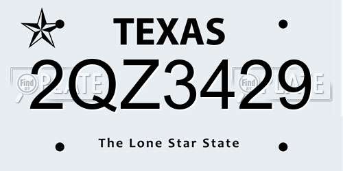 2QZ3429 Texas License Plate