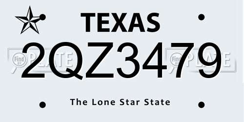 2QZ3479 Texas License Plate
