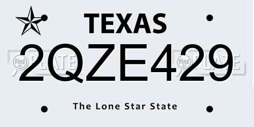 2QZE429 Texas License Plate