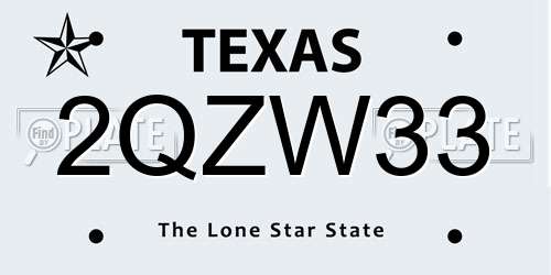 2QZW33 Texas License Plate