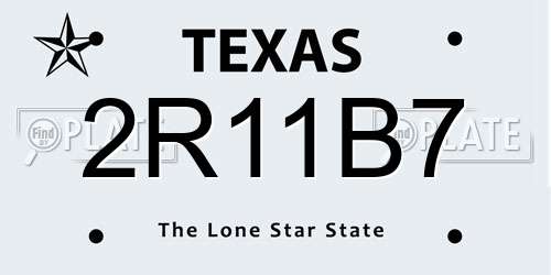 2R11B7 Texas License Plate