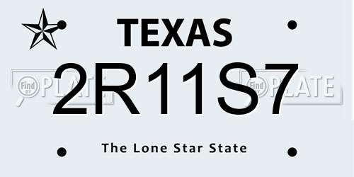 2R11S7 Texas License Plate
