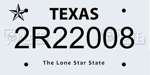 2R22008 Texas License Plate