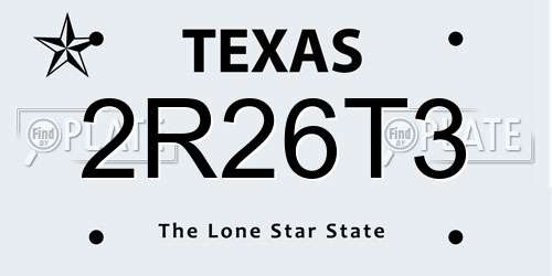 2R26T3 Texas License Plate