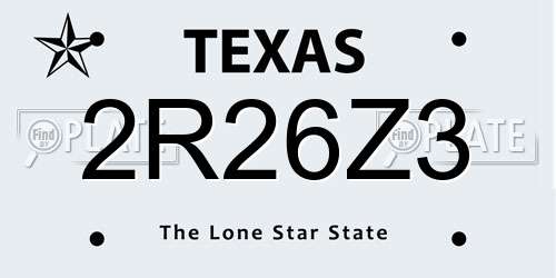 2R26Z3 Texas License Plate