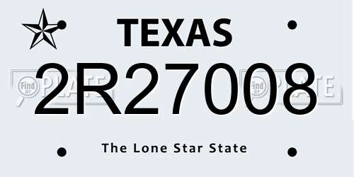 2R27008 Texas License Plate