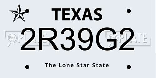 2R39G2 Texas License Plate