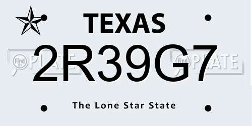 2R39G7 Texas License Plate
