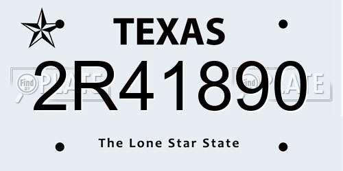 2R41890 Texas License Plate