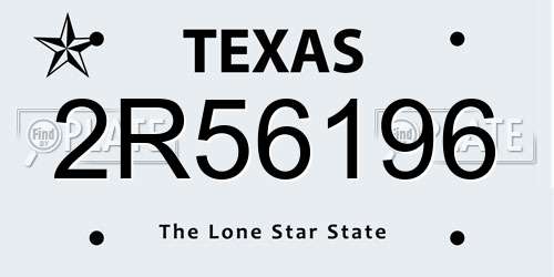 2R56196 Texas License Plate