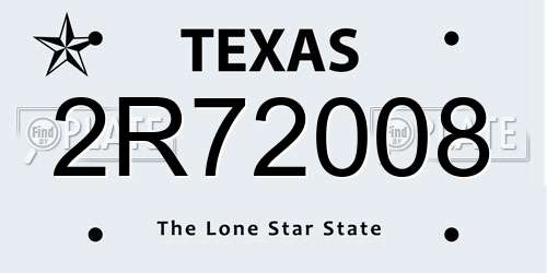 2R72008 Texas License Plate