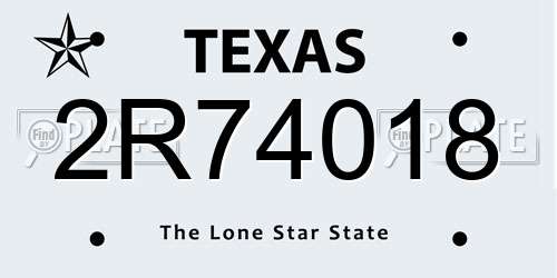 2R74018 Texas License Plate