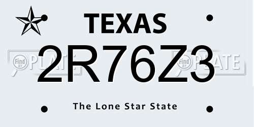 2R76Z3 Texas License Plate