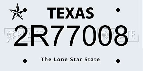 2R77008 Texas License Plate