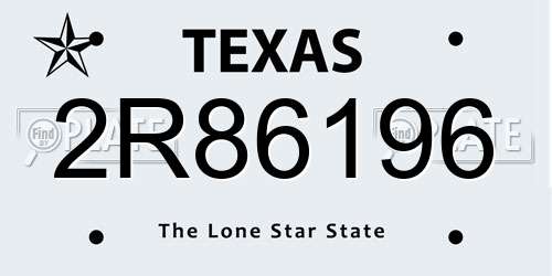 2R86196 Texas License Plate