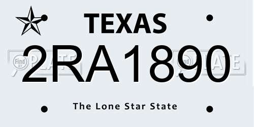 2RA1890 Texas License Plate