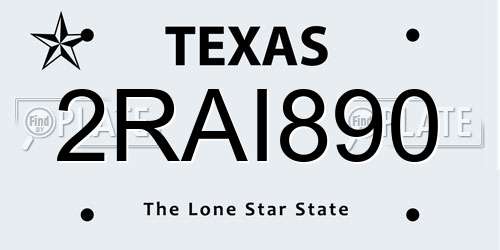 2RAI890 Texas License Plate