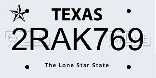 2RAK769 Texas License Plate
