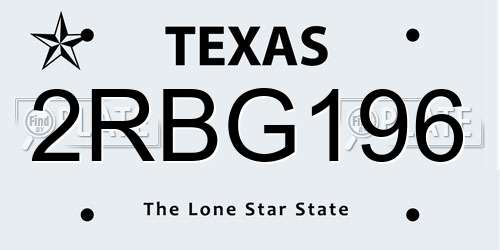 2RBG196 Texas License Plate