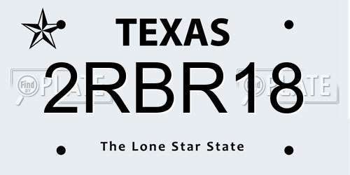 2RBR18 Texas License Plate
