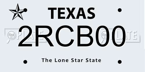 2RCB00 Texas License Plate