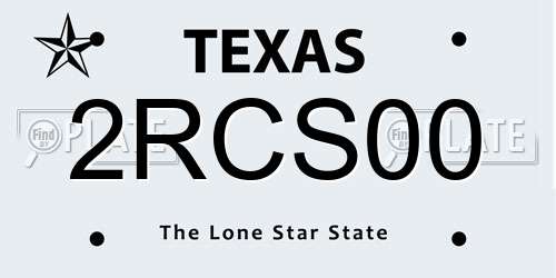 2RCS00 Texas License Plate