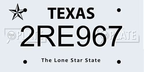 2RE967 Texas License Plate
