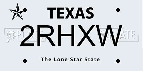 2RHXW Texas License Plate