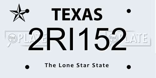 2RI152 Texas License Plate