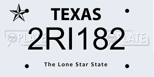 2RI182 Texas License Plate
