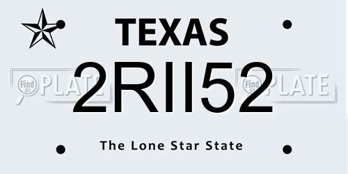 2RII52 Texas License Plate