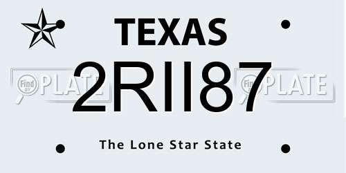 2RII87 Texas License Plate