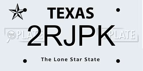 2RJPK Texas License Plate