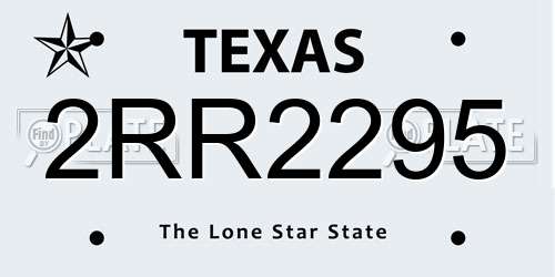2RR2295 Texas License Plate