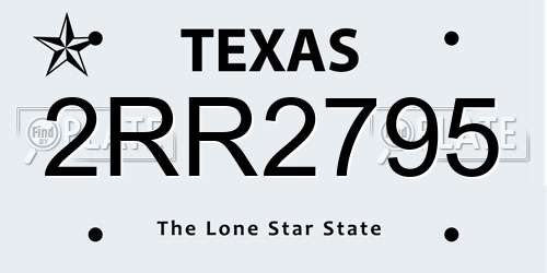 2RR2795 Texas License Plate