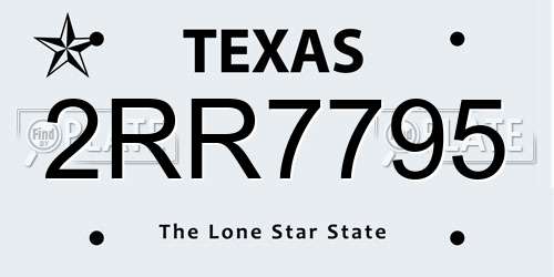 2RR7795 Texas License Plate