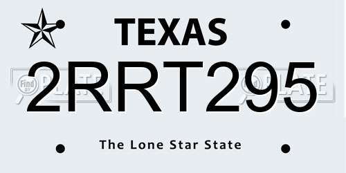 2RRT295 Texas License Plate