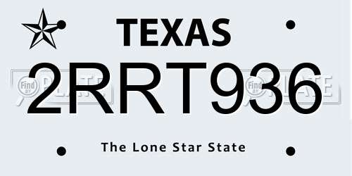 2RRT936 Texas License Plate