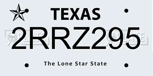 2RRZ295 Texas License Plate